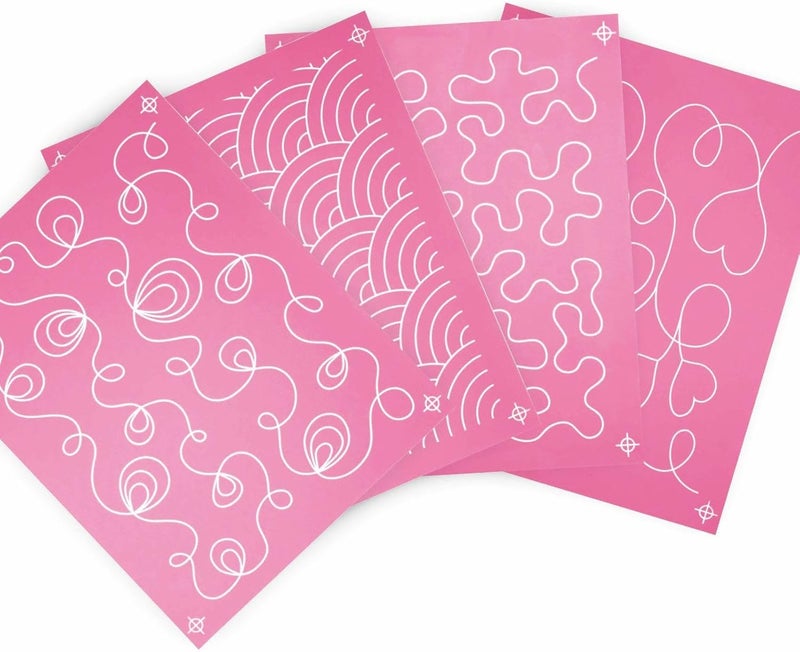 Monipair Silkscreen Stencils for Chalk Roller – 4 Patterns Assorted - Edge to Edge Stencil, Continuous Line Template for Free Motion Quilting, Domestic Machine Quilting, Hand Quilting (88005) - Image 1